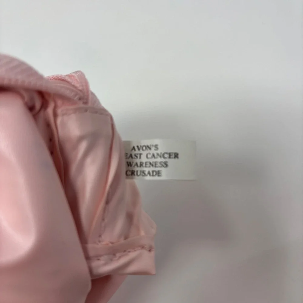 VTG Avon Breast Cancer Awareness‎ Cosmetic Bag W/ Pink Metal Bow Zipper 1998 NEW